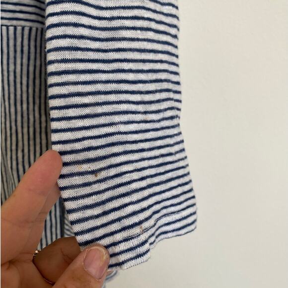 Adrienne Vittadini Blouse Womens 3X 100% Linen Minimalist Timeless Classy Stripe - Picture 8 of 8